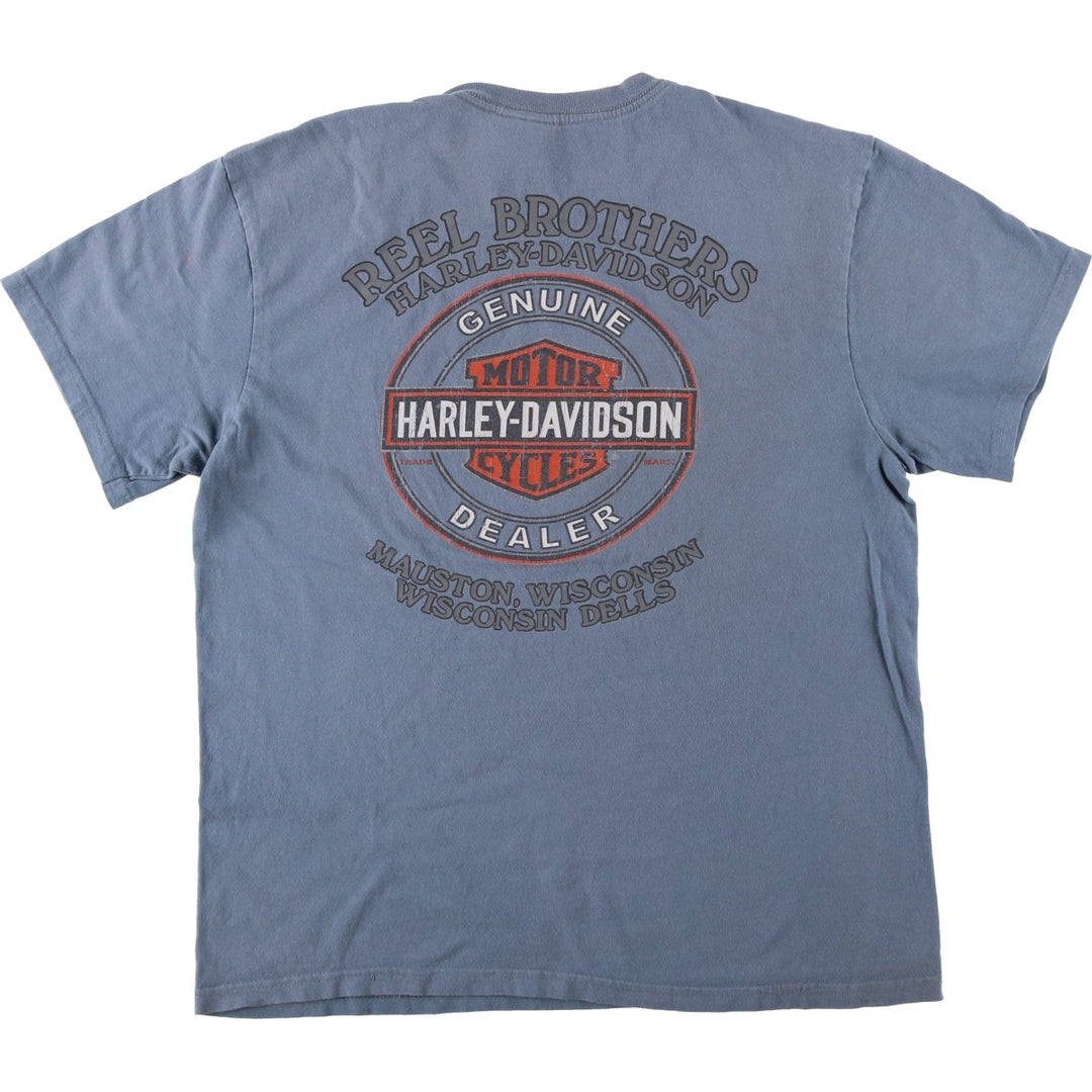 Harley-Davidson Motorcycle Bike T-shirt Made in USA Men's L size cotton gray type Vintage Second Hand