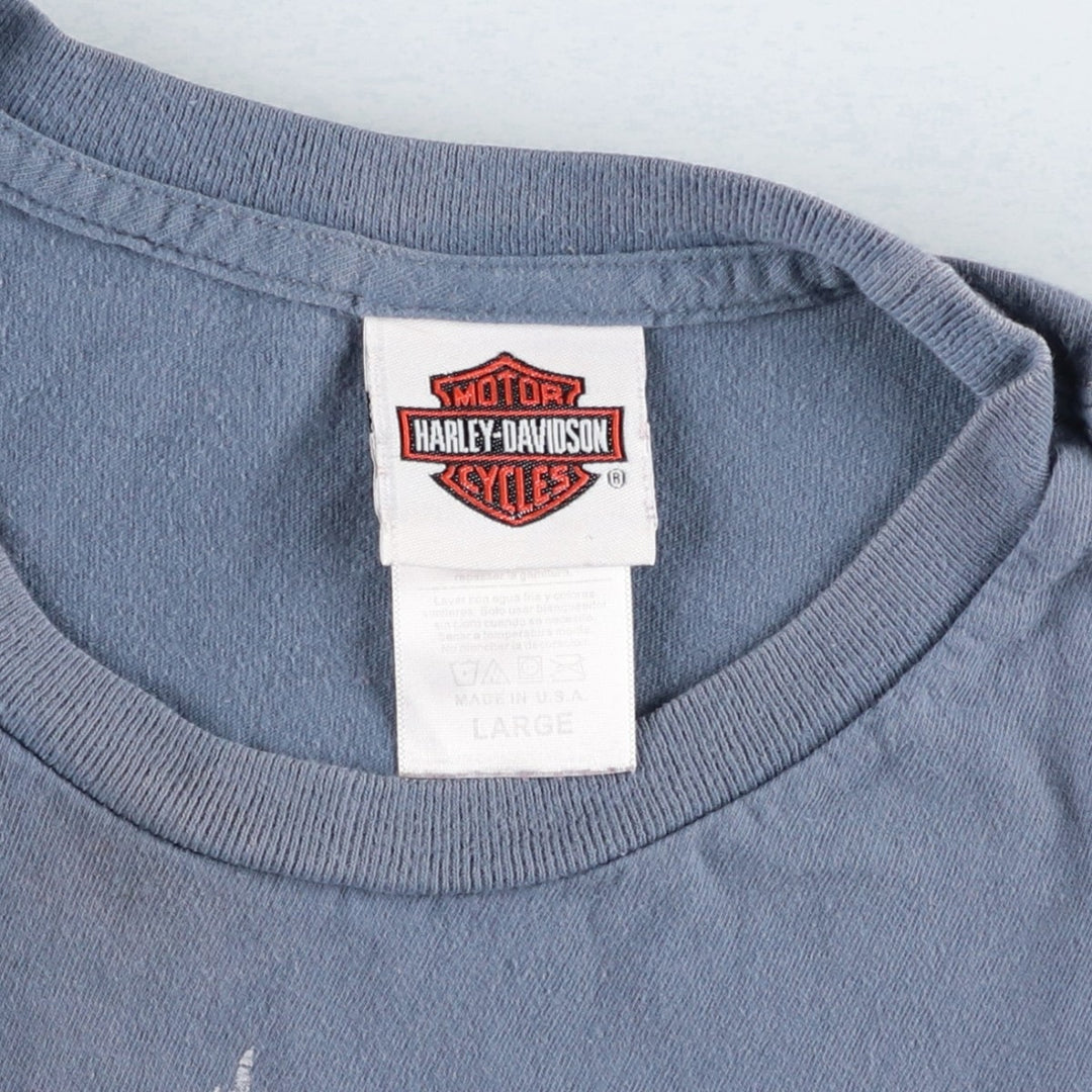 Harley-Davidson Motorcycle Bike T-shirt Made in USA Men's L size cotton gray type Vintage Second Hand