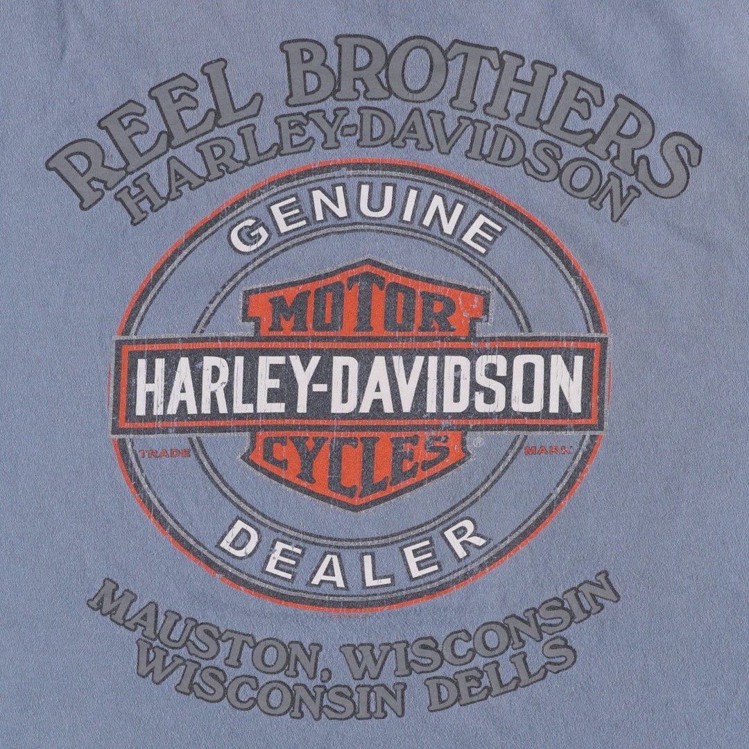 Harley-Davidson Motorcycle Bike T-shirt Made in USA Men's L size cotton gray type Vintage Second Hand
