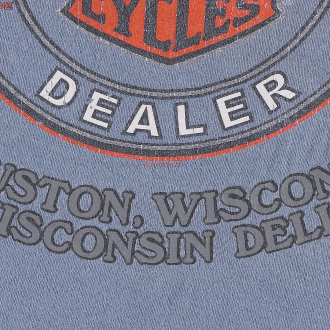 Harley-Davidson Motorcycle Bike T-shirt Made in USA Men's L size cotton gray type Vintage Second Hand