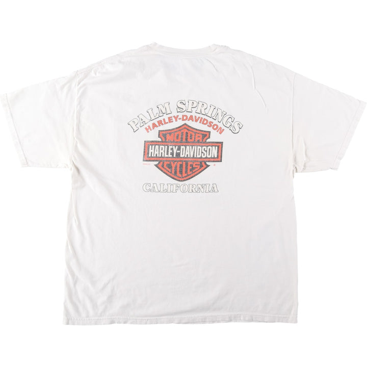 00'S Harley-Davidson Fire Pattern Motorcycle Bike T-Shirt Made in USA Men's XXL cotton white type Vintage Second Hand