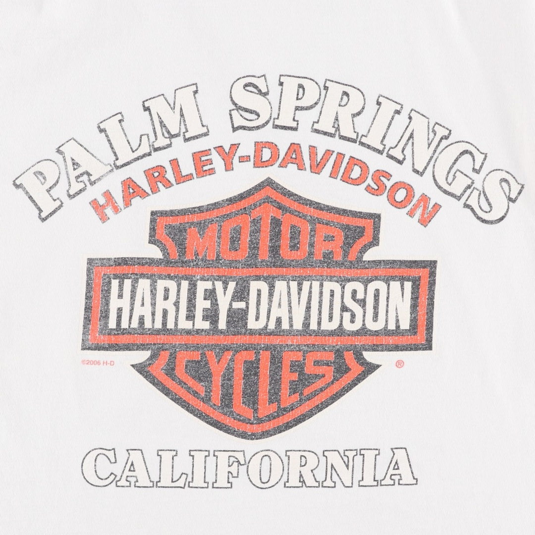 00'S Harley-Davidson Fire Pattern Motorcycle Bike T-Shirt Made in USA Men's XXL cotton white type Vintage Second Hand
