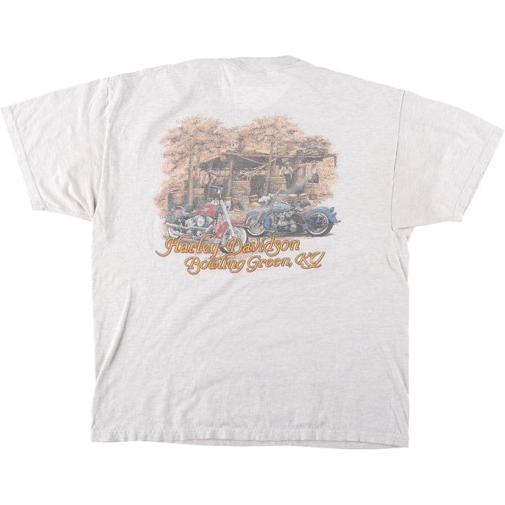 00'S Harley Davidson Eagle Pattern Fire Pattern Motorcycle Bike T-shirt Made in USA Men's XL cotton gray type Vintage Second Hand