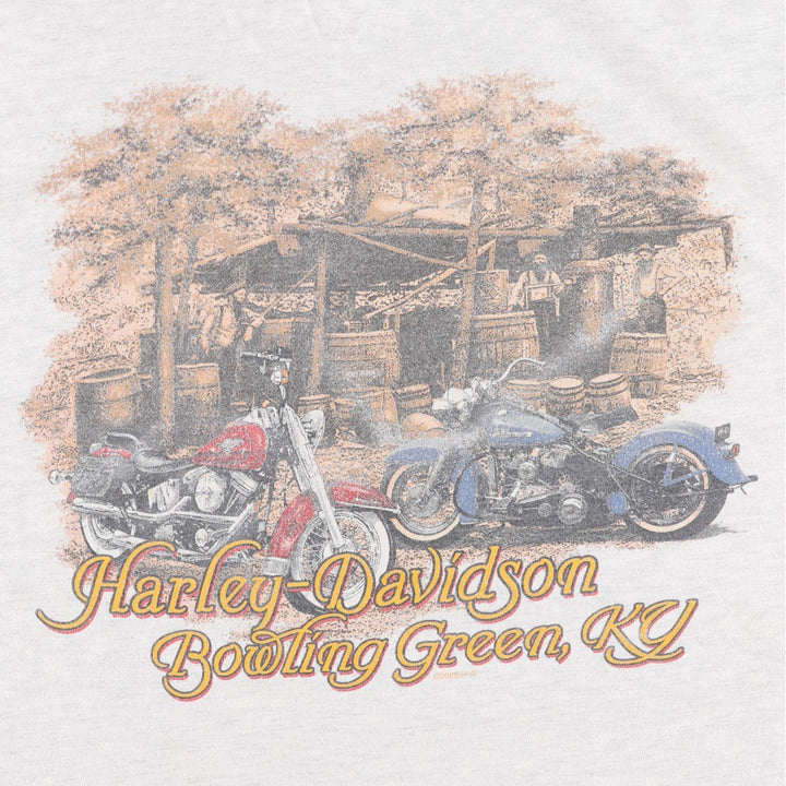 00'S Harley Davidson Eagle Pattern Fire Pattern Motorcycle Bike T-shirt Made in USA Men's XL cotton gray type Vintage Second Hand