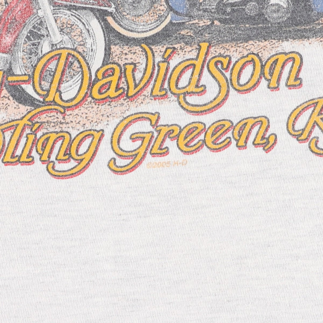 00'S Harley Davidson Eagle Pattern Fire Pattern Motorcycle Bike T-shirt Made in USA Men's XL cotton gray type Vintage Second Hand