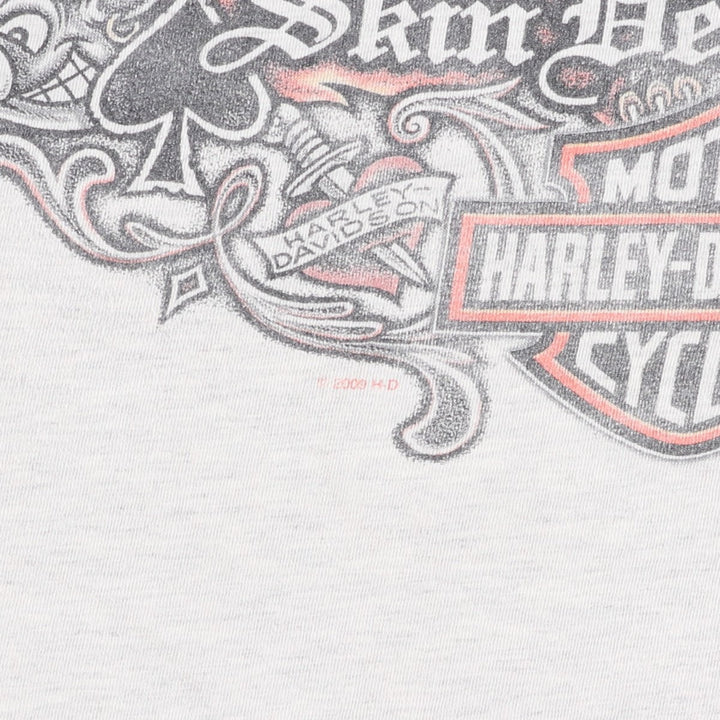 00'S Harley Davidson Eagle Pattern Fire Pattern Motorcycle Bike T-shirt Made in USA Men's XL cotton gray type Vintage Second Hand
