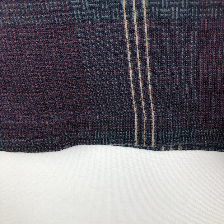 90'S Eddie Bauer Black Tag Check Pattern Henley Neck Long-Sleeve T-Shirt, Made in USA, Men's XL Equivalent, Vintage cotton Purple type red-purple Vintage Second Hand