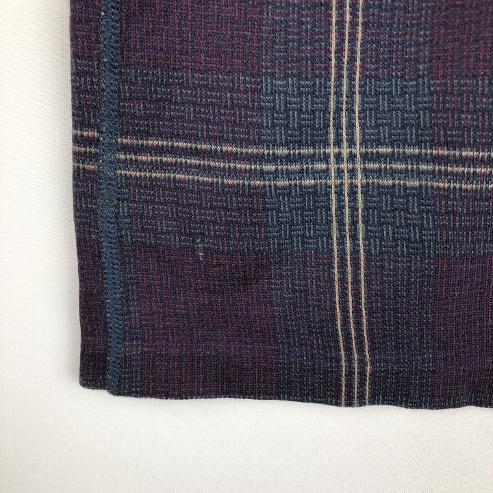90'S Eddie Bauer Black Tag Check Pattern Henley Neck Long-Sleeve T-Shirt, Made in USA, Men's XL Equivalent, Vintage cotton Purple type red-purple Vintage Second Hand