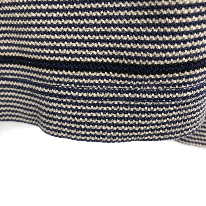 1990'S Eddie Bauer striped pattern henley neck long-sleeved T-shirt, men's size L equivalent, vintage. cotton navy blue type Vintage Second Hand