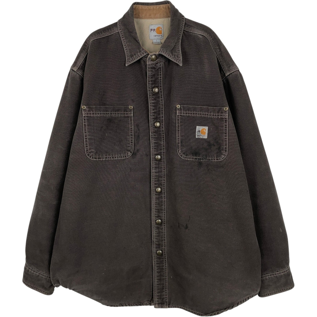 Carhartt FR Series Long-Sleeve Duck Work Shirt, Men's Size L (approx.) cotton brown type Vintage Second Hand
