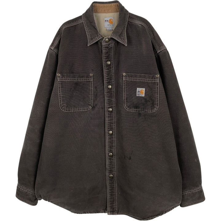 Carhartt FR Series Long-Sleeve Duck Work Shirt, Men's Size L (approx.) cotton brown type Vintage Second Hand