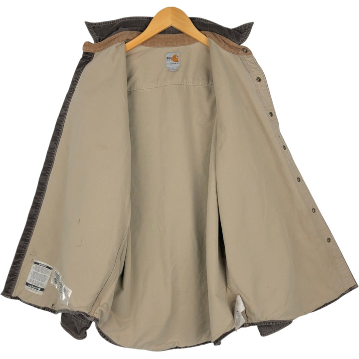 Carhartt FR Series Long-Sleeve Duck Work Shirt, Men's Size L (approx.) cotton brown type Vintage Second Hand