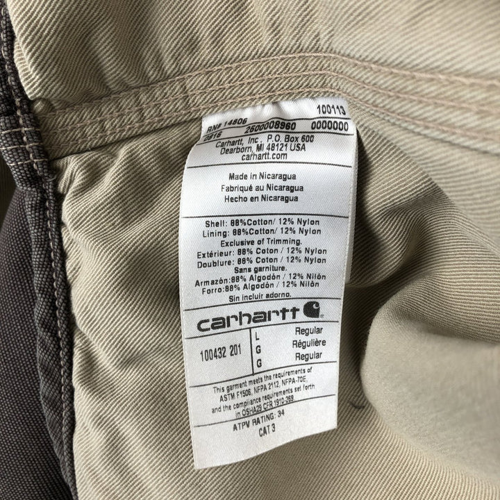 Carhartt FR Series Long-Sleeve Duck Work Shirt, Men's Size L (approx.) cotton brown type Vintage Second Hand