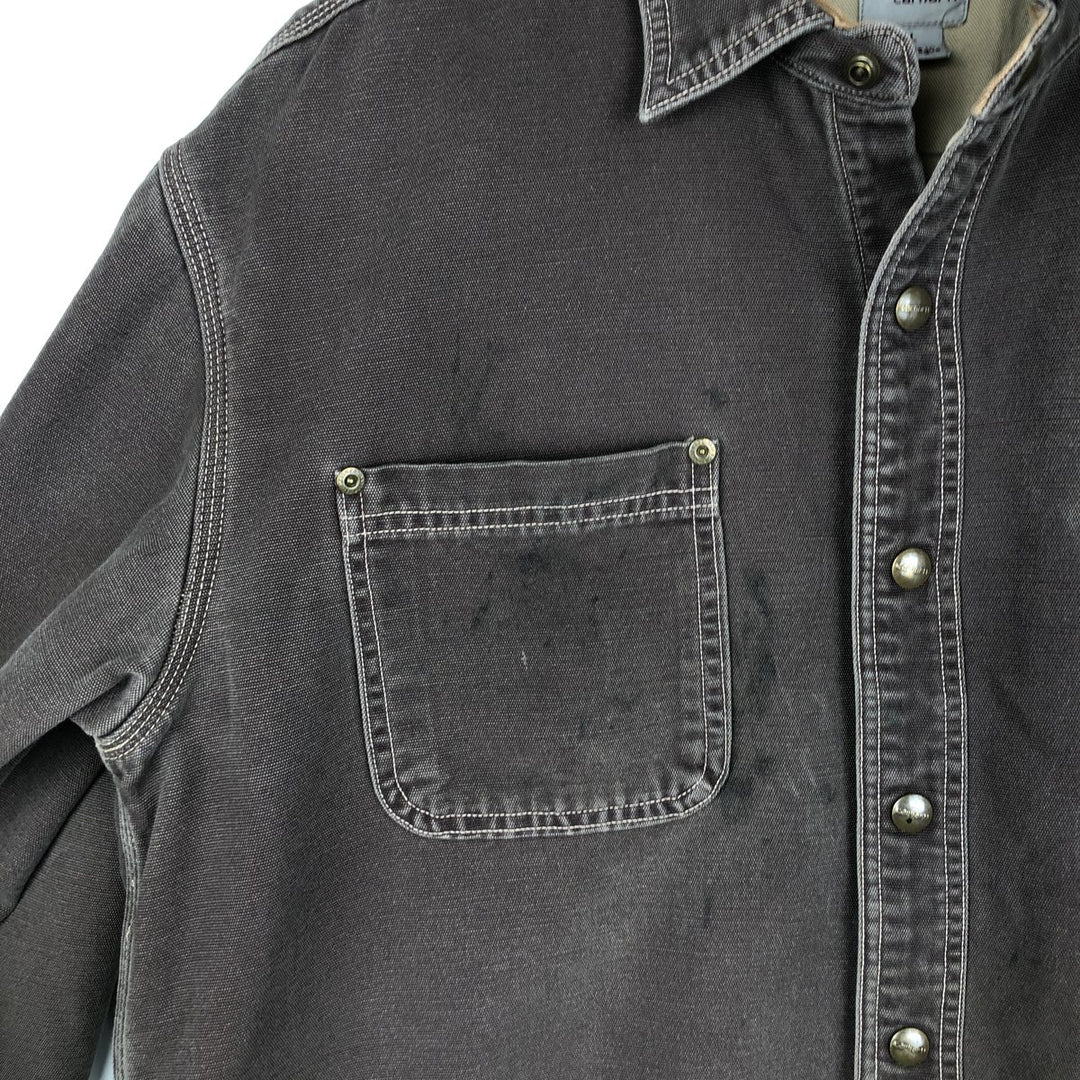 Carhartt FR Series Long-Sleeve Duck Work Shirt, Men's Size L (approx.) cotton brown type Vintage Second Hand