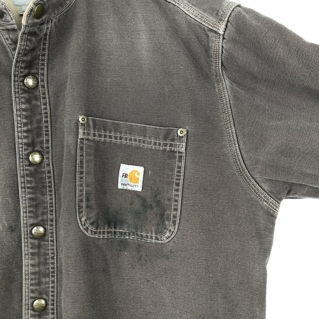 Carhartt FR Series Long-Sleeve Duck Work Shirt, Men's Size L (approx.) cotton brown type Vintage Second Hand