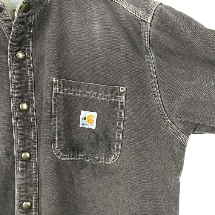 Carhartt FR Series Long-Sleeve Duck Work Shirt, Men's Size L (approx.) cotton brown type Vintage Second Hand