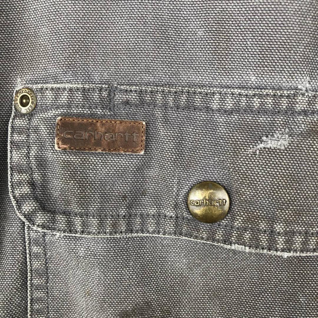 Carhartt Long Sleeve Duck Work Shirt, Men's Size Medium cotton gray type Vintage Second Hand