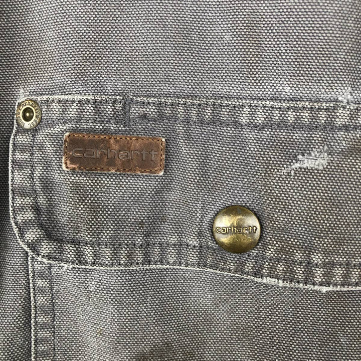 Carhartt Long Sleeve Duck Work Shirt, Men's Size Medium cotton gray type Vintage Second Hand
