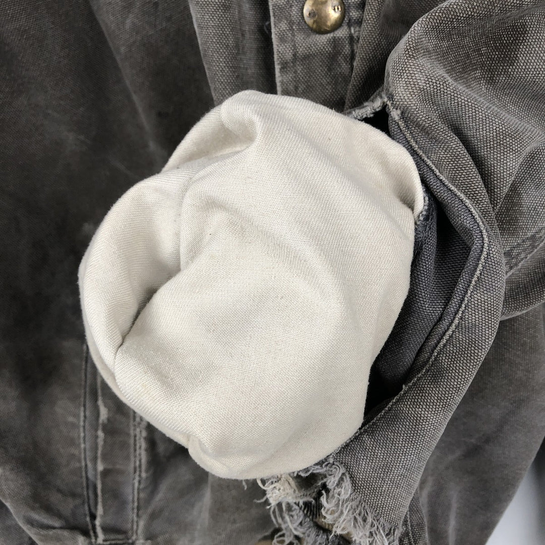 Carhartt Long Sleeve Duck Work Shirt, Men's Size Medium cotton gray type Vintage Second Hand