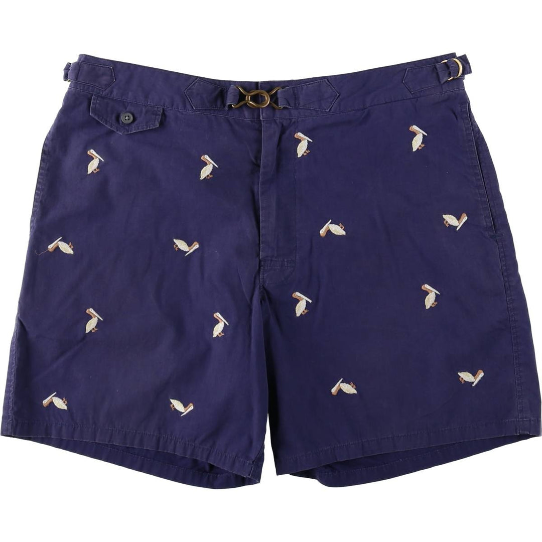 Ralph Lauren POLO by Ralph Lauren all-over bird print swim shorts, men's size W36 (approx.) cotton navy blue type Vintage Second Hand