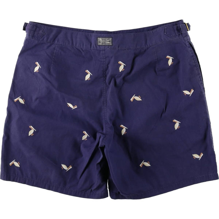 Ralph Lauren POLO by Ralph Lauren all-over bird print swim shorts, men's size W36 (approx.) cotton navy blue type Vintage Second Hand