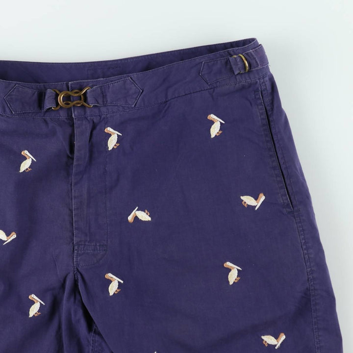 Ralph Lauren POLO by Ralph Lauren all-over bird print swim shorts, men's size W36 (approx.) cotton navy blue type Vintage Second Hand