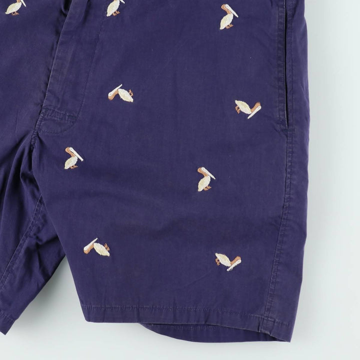 Ralph Lauren POLO by Ralph Lauren all-over bird print swim shorts, men's size W36 (approx.) cotton navy blue type Vintage Second Hand
