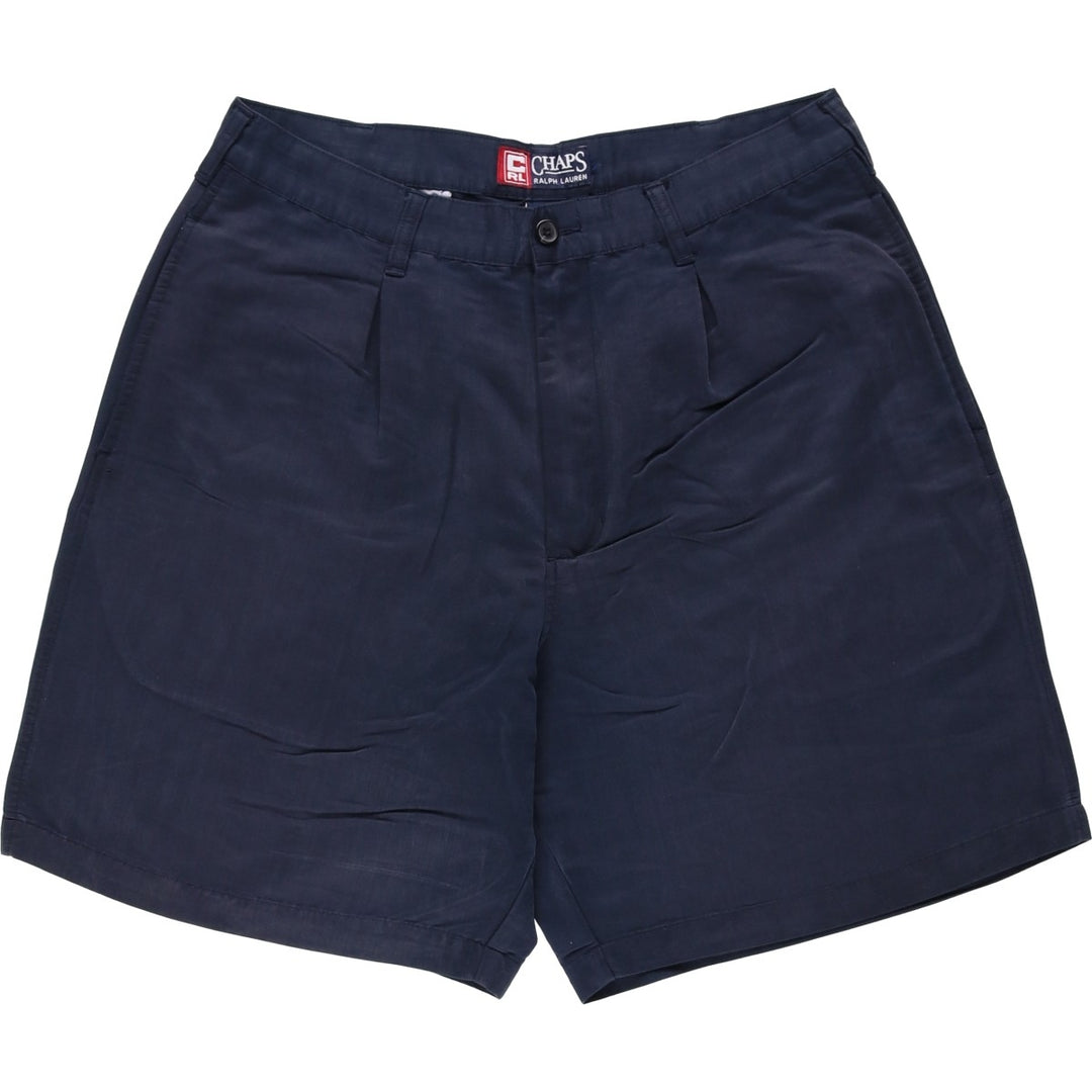 Ralph Lauren CHAPS One-Pleat Rayon Shorts, Men's Size W33 (approx.) Rayon navy blue type Vintage Second Hand