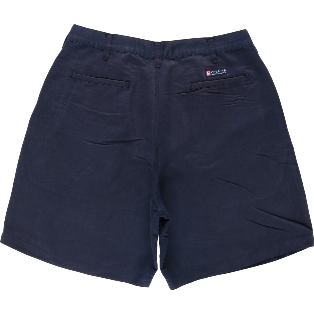 Ralph Lauren CHAPS One-Pleat Rayon Shorts, Men's Size W33 (approx.) Rayon navy blue type Vintage Second Hand