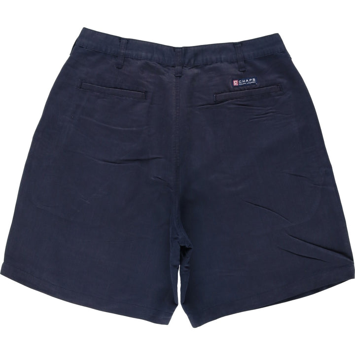 Ralph Lauren CHAPS One-Pleat Rayon Shorts, Men's Size W33 (approx.) Rayon navy blue type Vintage Second Hand