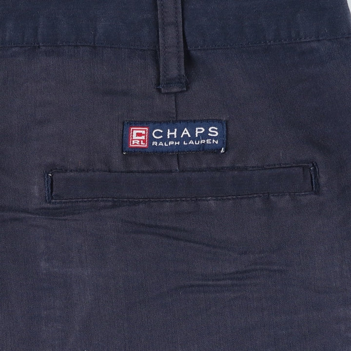 Ralph Lauren CHAPS One-Pleat Rayon Shorts, Men's Size W33 (approx.) Rayon navy blue type Vintage Second Hand