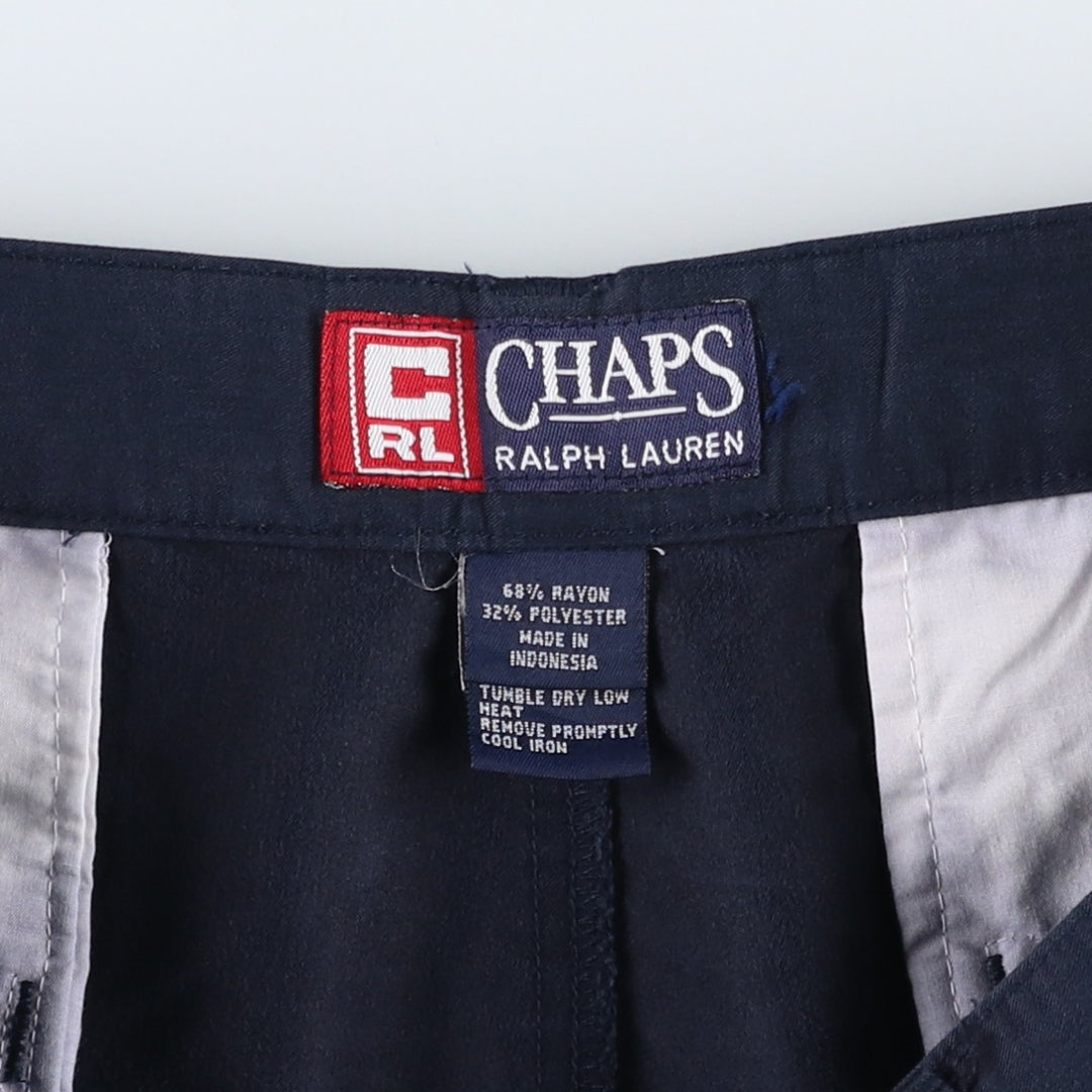 Ralph Lauren CHAPS One-Pleat Rayon Shorts, Men's Size W33 (approx.) Rayon navy blue type Vintage Second Hand