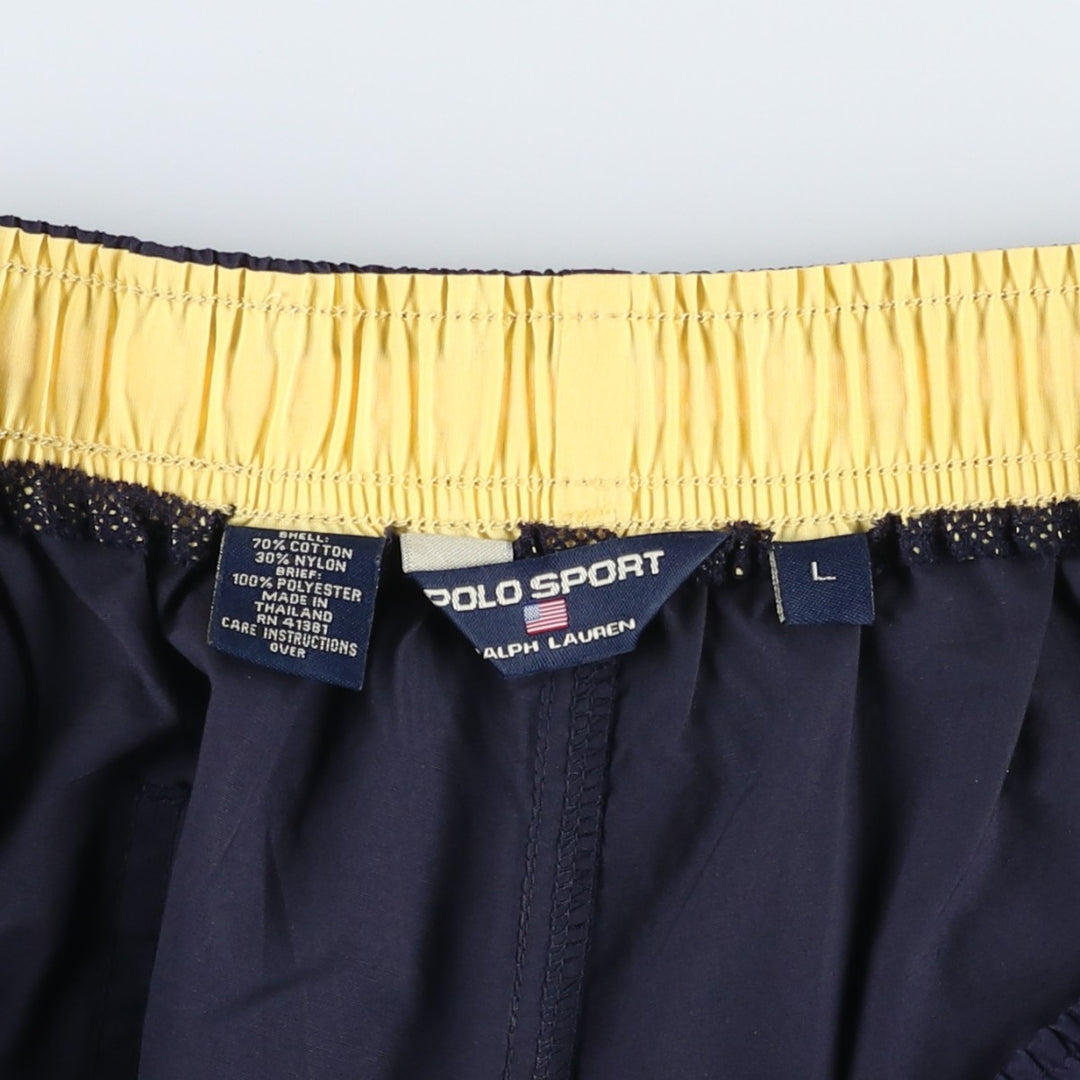 90'S Ralph Lauren POLO SPORT Swim Shorts, Men's Size L (approx.), Vintage cotton navy blue type Vintage Second Hand