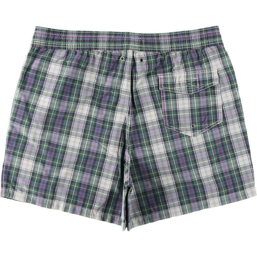 Ralph Lauren POLO by Ralph Lauren Check Pattern Big Pony Swim Shorts (Men's Size M) cotton green type Vintage Second Hand