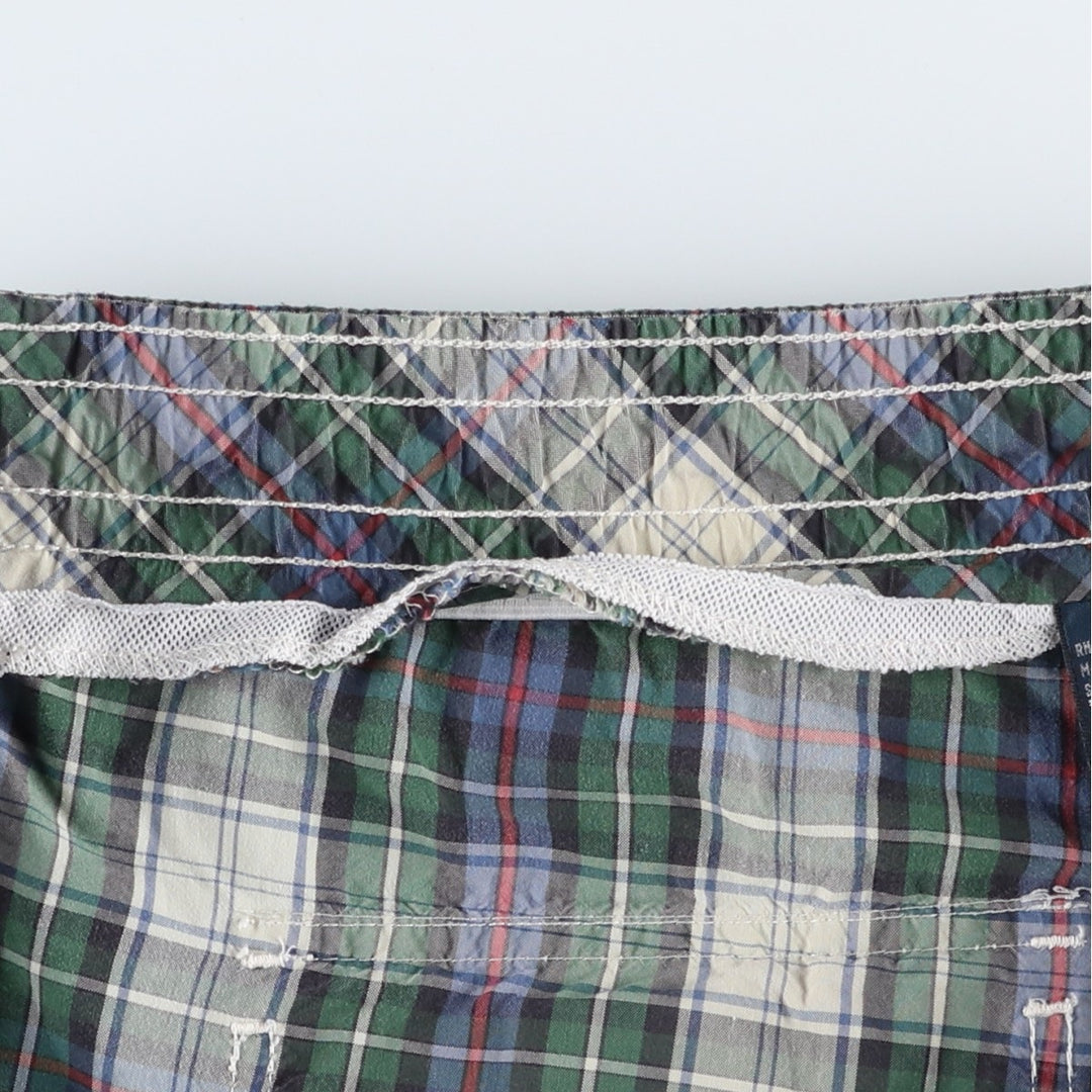 Ralph Lauren POLO by Ralph Lauren Check Pattern Big Pony Swim Shorts (Men's Size M) cotton green type Vintage Second Hand