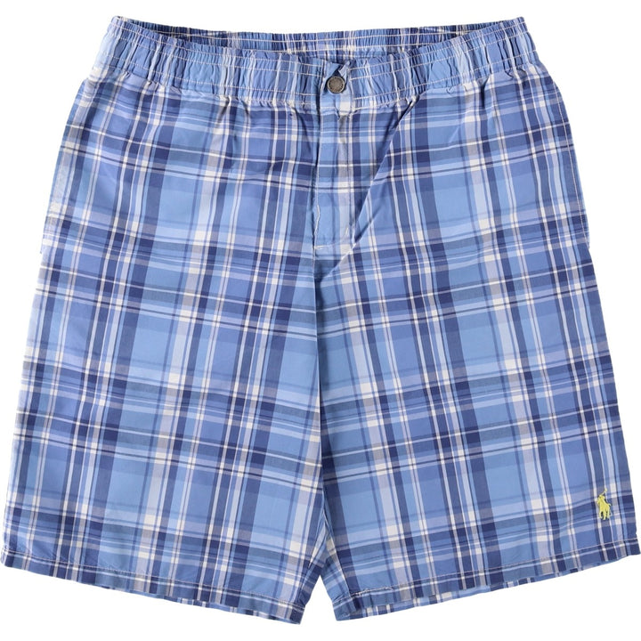 Ralph Lauren POLO by Ralph Lauren Check Pattern Swim Shorts (Men's Size L) cotton blue type Vintage Second Hand