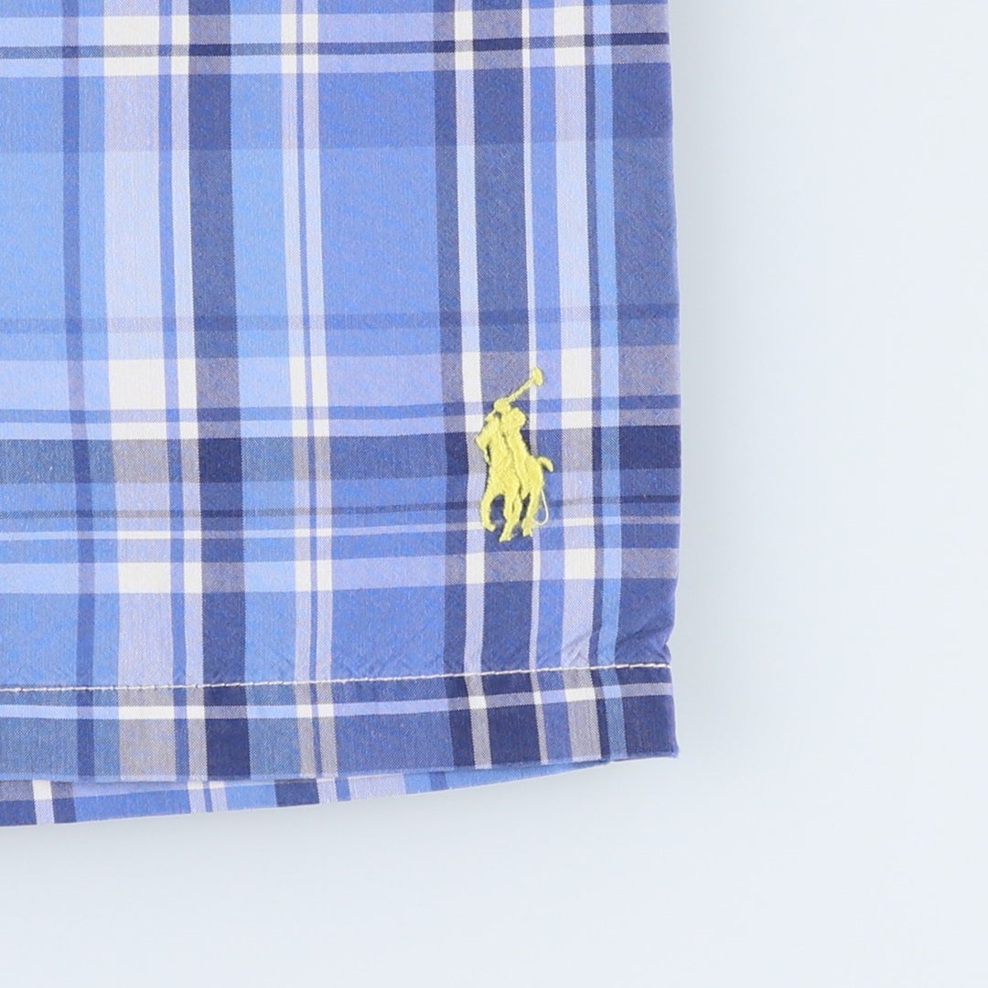 Ralph Lauren POLO by Ralph Lauren Check Pattern Swim Shorts (Men's Size L) cotton blue type Vintage Second Hand