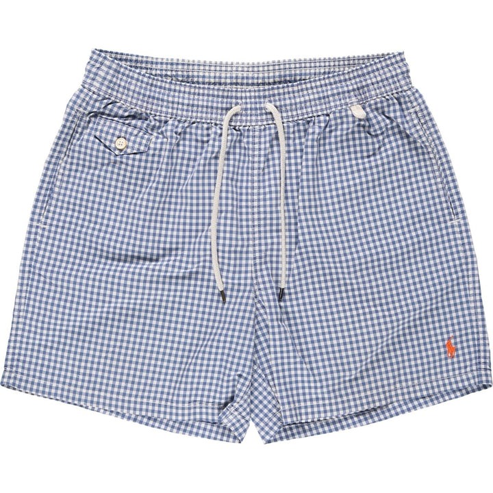 Ralph Lauren POLO by Ralph Lauren Check Pattern Gingham Check Swim Shorts (Men's Size L) cotton blue type Vintage Second Hand