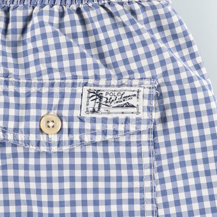 Ralph Lauren POLO by Ralph Lauren Check Pattern Gingham Check Swim Shorts (Men's Size L) cotton blue type Vintage Second Hand