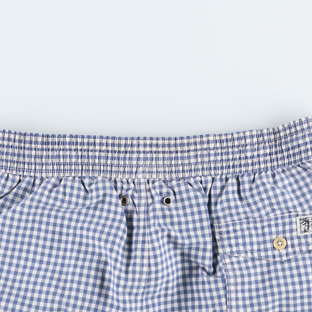 Ralph Lauren POLO by Ralph Lauren Check Pattern Gingham Check Swim Shorts (Men's Size L) cotton blue type Vintage Second Hand