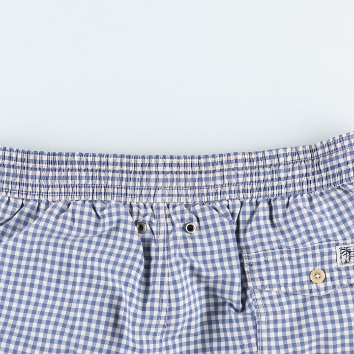 Ralph Lauren POLO by Ralph Lauren Check Pattern Gingham Check Swim Shorts (Men's Size L) cotton blue type Vintage Second Hand