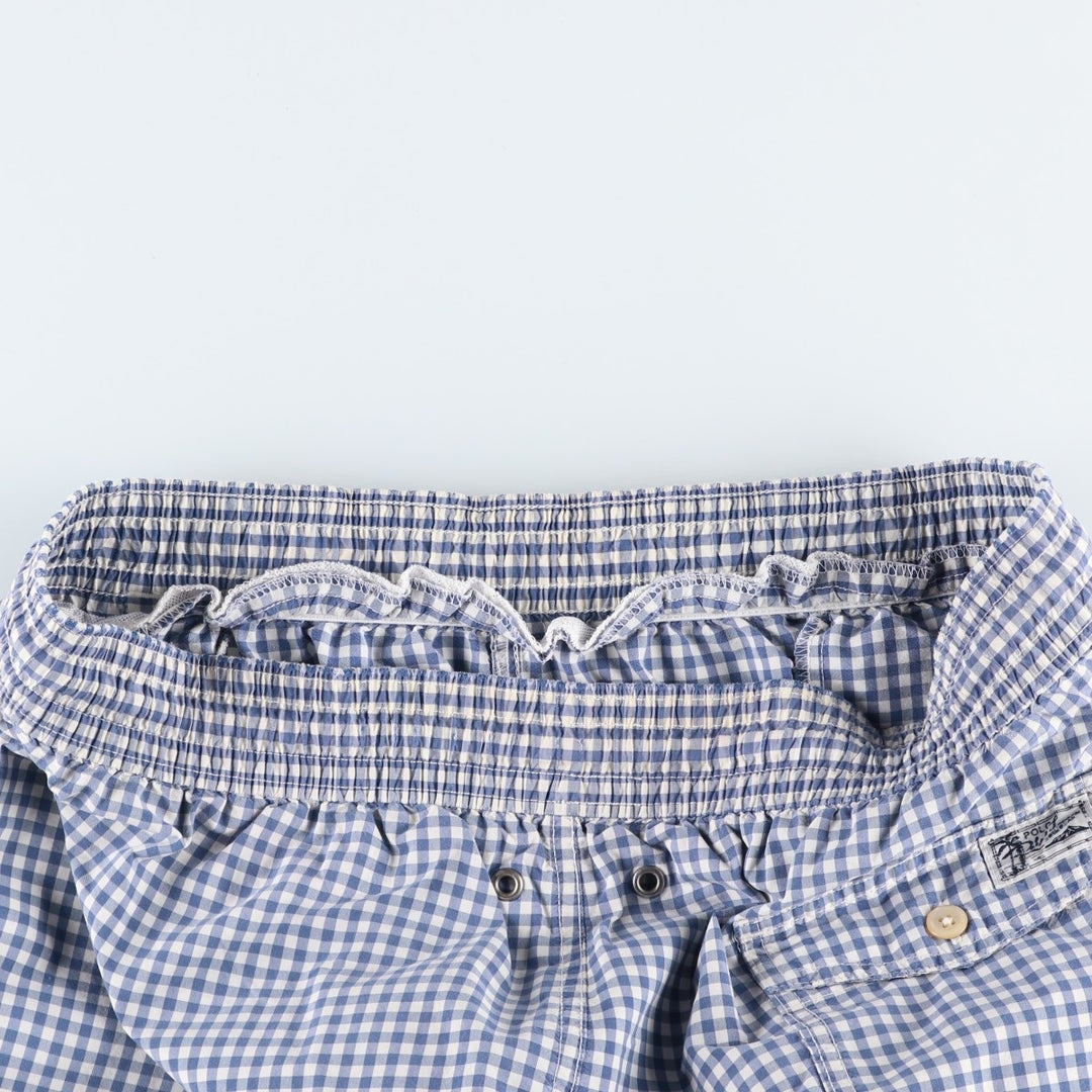 Ralph Lauren POLO by Ralph Lauren Check Pattern Gingham Check Swim Shorts (Men's Size L) cotton blue type Vintage Second Hand