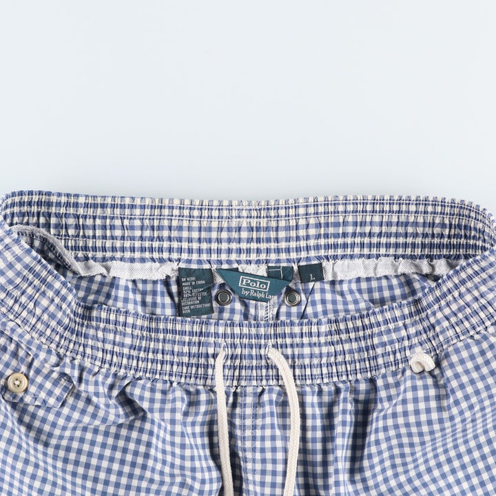 Ralph Lauren POLO by Ralph Lauren Check Pattern Gingham Check Swim Shorts (Men's Size L) cotton blue type Vintage Second Hand