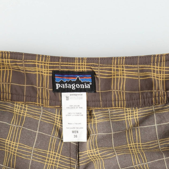 2000'S Patagonia 86554S9 Check Pattern Nylon Shorts, Men's W37 (approx.) Nylon brown type Vintage Second Hand