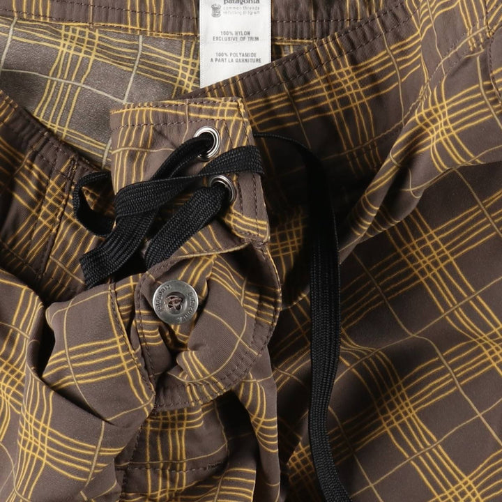 2000'S Patagonia 86554S9 Check Pattern Nylon Shorts, Men's W37 (approx.) Nylon brown type Vintage Second Hand