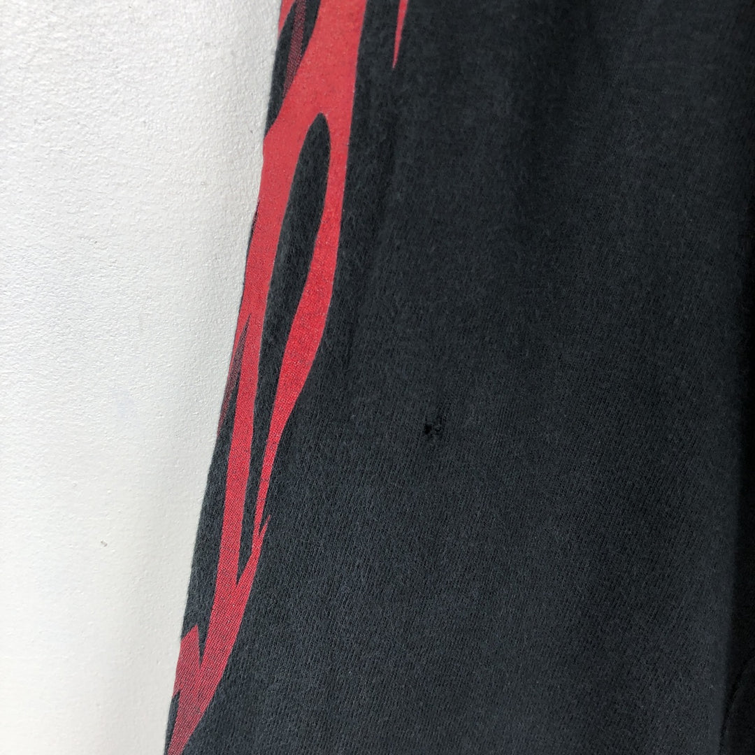 2000'S Harley-Davidson Skull Pattern Fire Pattern Motorcycle Long-Sleeve T-Shirt, Made in USA, Men's Size M (approx.) cotton black type Vintage Second Hand