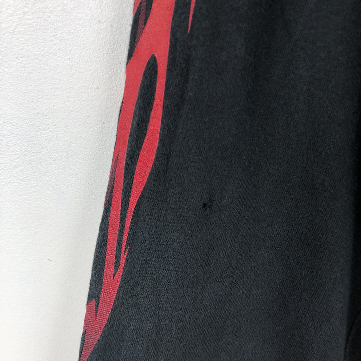2000'S Harley-Davidson Skull Pattern Fire Pattern Motorcycle Long-Sleeve T-Shirt, Made in USA, Men's Size M (approx.) cotton black type Vintage Second Hand