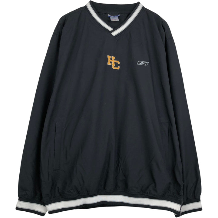 Reebok V-neck Warm-up Pullover, Men's Size XL (approx.) polyester black type Vintage Second Hand