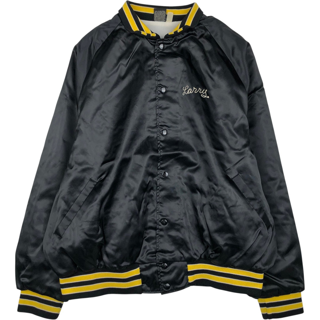 ~90'S ARISTO JAC Collared Nylon Stadium Jacket Award Jacket Varsity Jacket Made in USA Men's XXL equivalent Nylon black type Vintage Second Hand