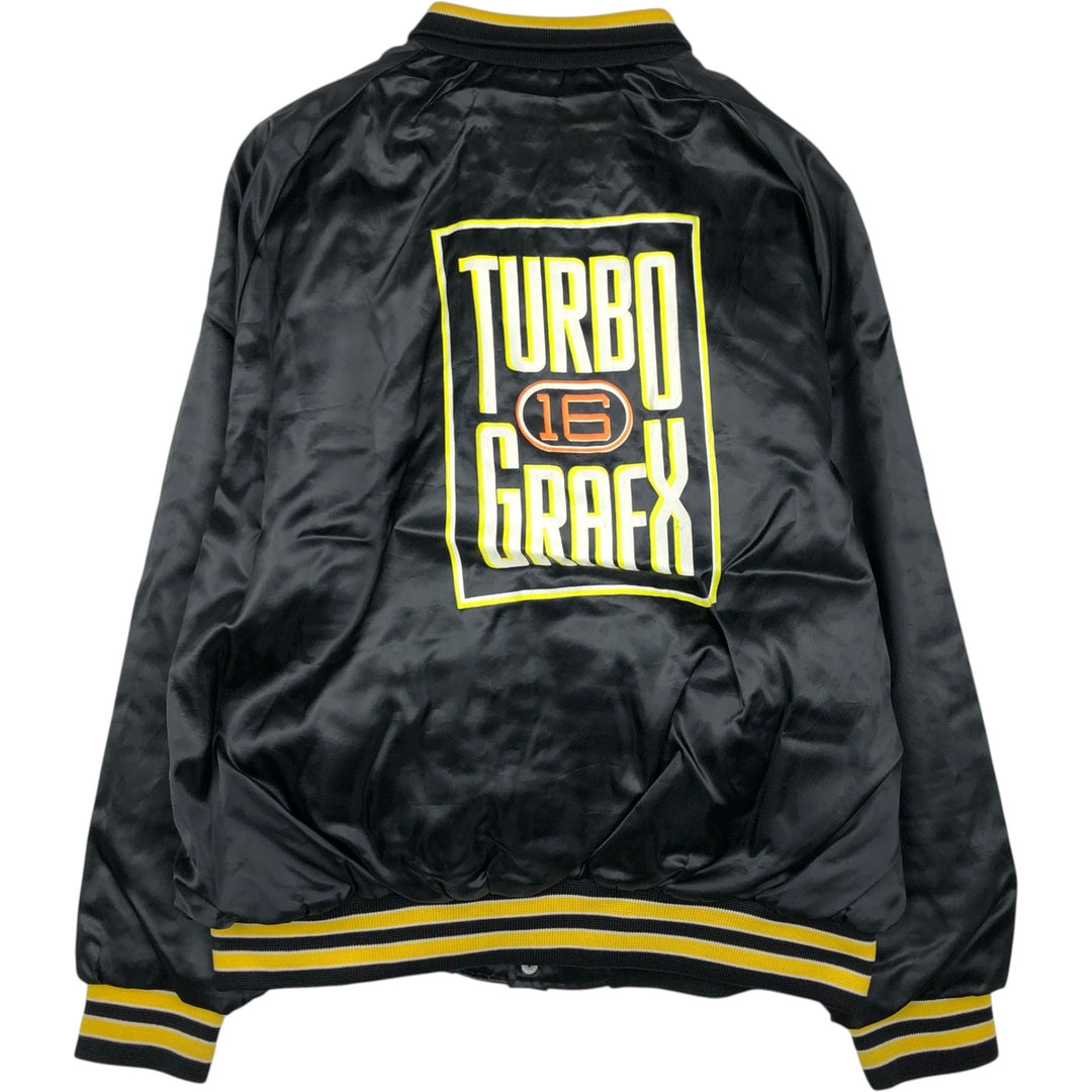 ~90'S ARISTO JAC Collared Nylon Stadium Jacket Award Jacket Varsity Jacket Made in USA Men's XXL equivalent Nylon black type Vintage Second Hand